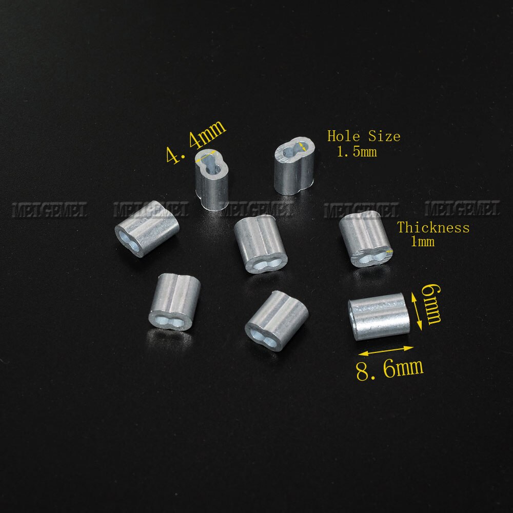 10pcs Aluminum Wire Crimp Sleeve Cord Lock Ferma Cavi Cable Stopper Arret De Cordon For Crimp Wire Ferrules Rope Hardware: 1.5mm