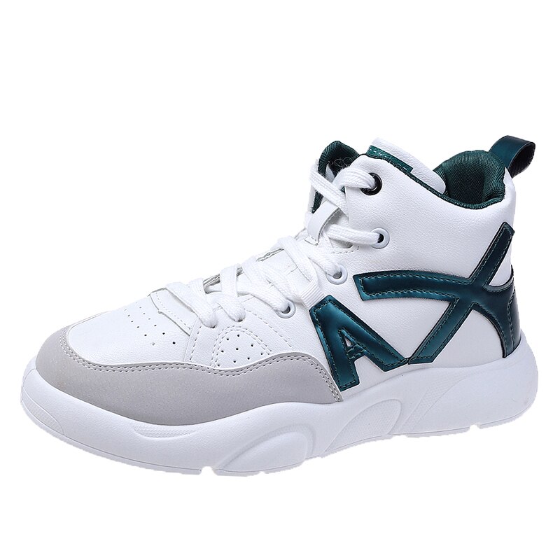 Kvinder hvide skateboarding sko kvinder sneakers high top flats åndbare street sports sko dame walking sko: Blå / 36