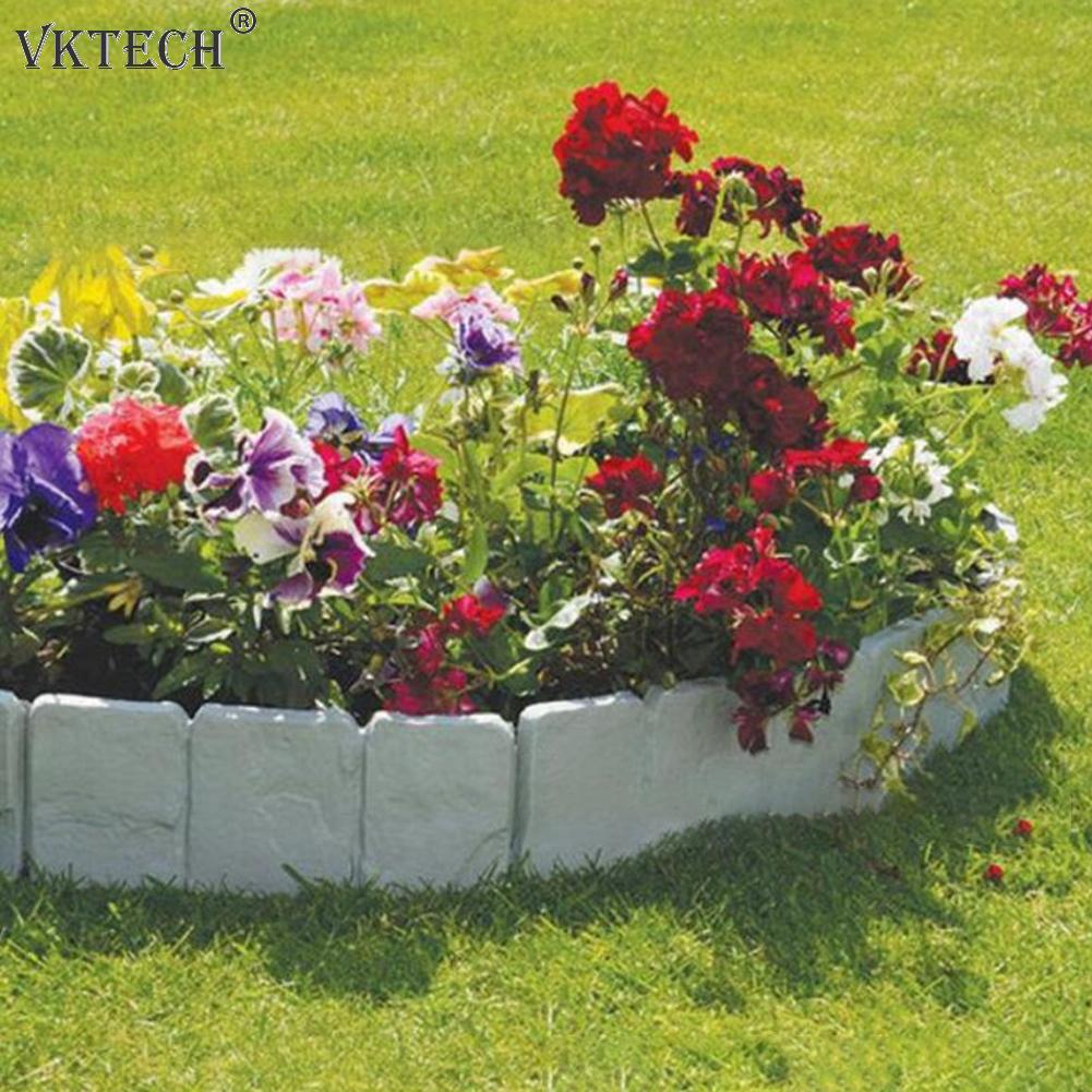 20pcs Plastic Garden Fence 3 Grid Imitation Stone Fence Lawn Edging Plant Flower Bed Garden Border Garden Landscape Ornament