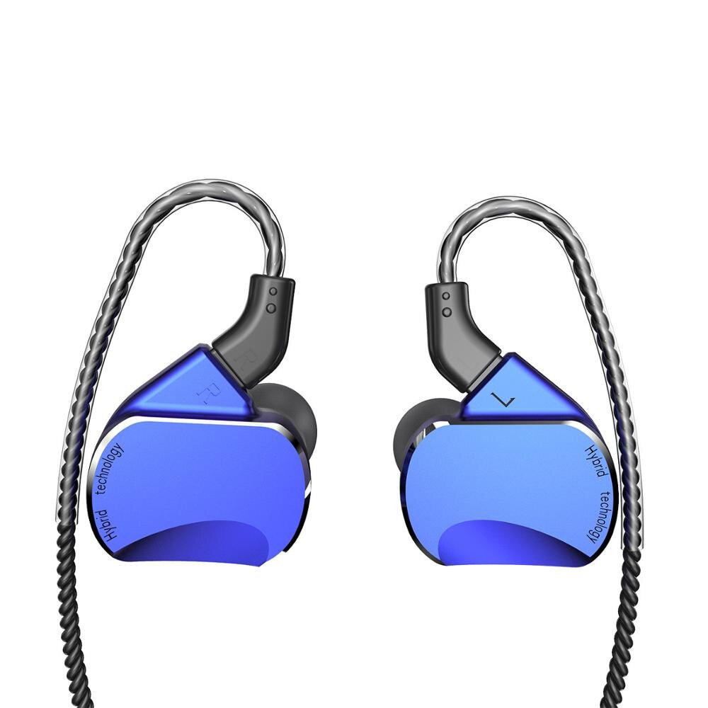 Ak bqeyz  bq3 3ba+2dd hybride in-ear oordopjes oordopjes hifi bas dj monitor hardlopen sport oordopjes headset oordopjes met microfoon: Blauw geen microfoon