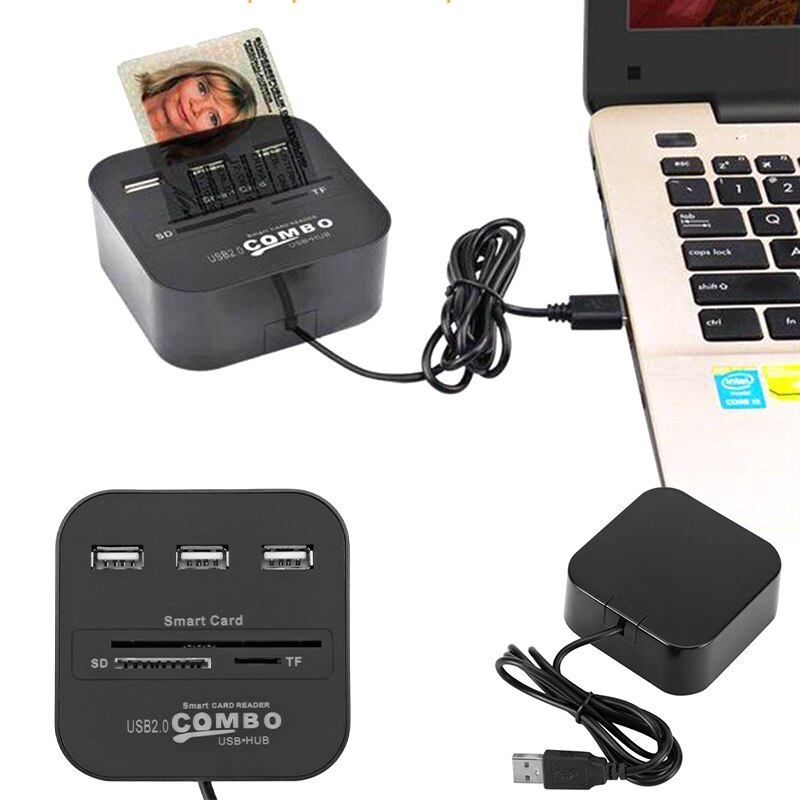 All in 1 USB SIM Smart Card Reader For Bank Card IC/ID EMV TF 3USB HUB