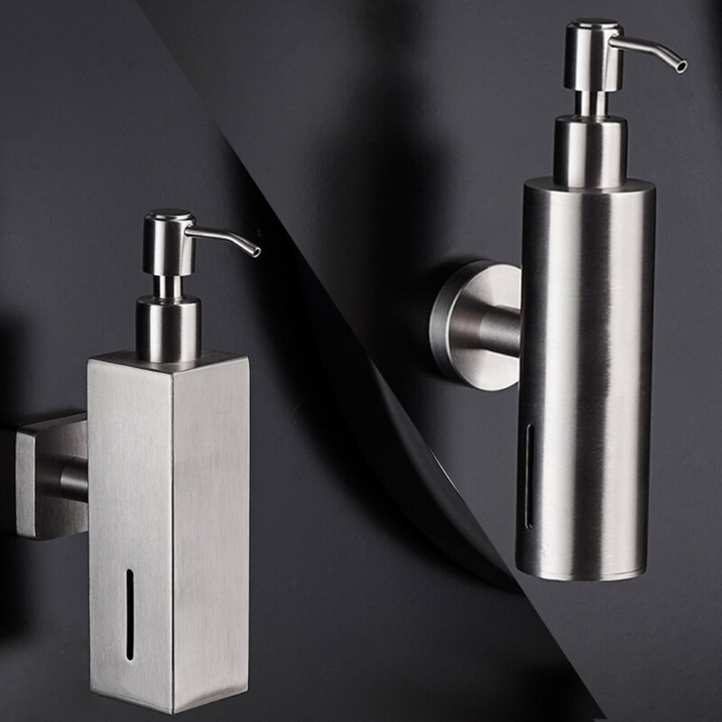Zeepdispenser van roestvrij staal met geborstelde nikkelafwerking, badkamershampoobox, zeepcontainer, wandzeepdispenser