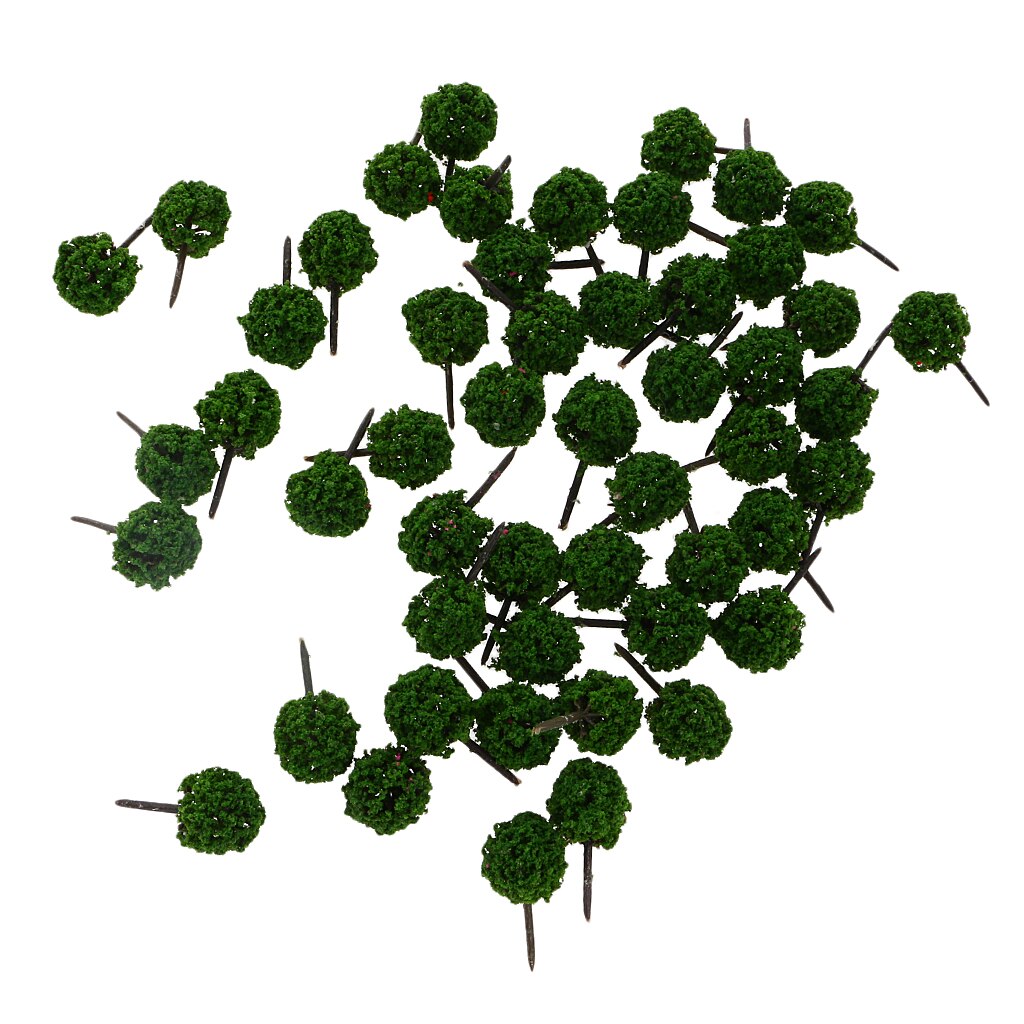 50pcs 1:150 N Scale Ball Shaped Model Trees DIY Layout Train Railway Landscape Scenery: Green