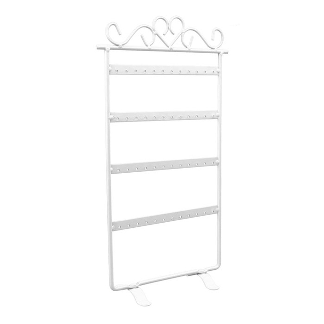 Metal Earring Organizer Household Wall Hanging Necklace Rack Ear Clip Jewelry Display Rack Ear Stud Bracelet Holder: GRAY