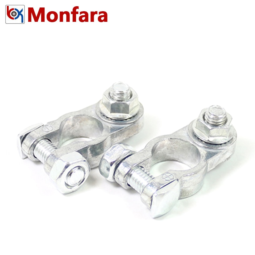 2 Pieces Alloy Auto Battery Terminal Caps Connector Cover Nut Car Positive Negative Clamp Clip Lock Catch Switch With Hole Screw