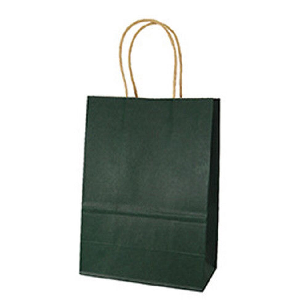 Kraftpapir poser stand up poser børnefest fødselsdag mad papir kraft segl pakning behandle bryllup taske forsyninger med håndtag: Mørkegrøn