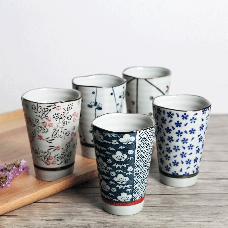 Nimitime japansk keramikkopp handmålad blommig tekopp kaffekopp ölmuggset