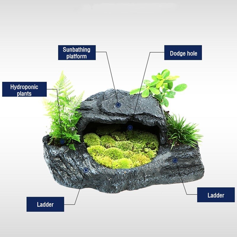 Turtle Basking Platform Tortoise Climbing Ramp Shale Reptile Resting Terrace Hiding Cave Terrarium Aquarium Decoration