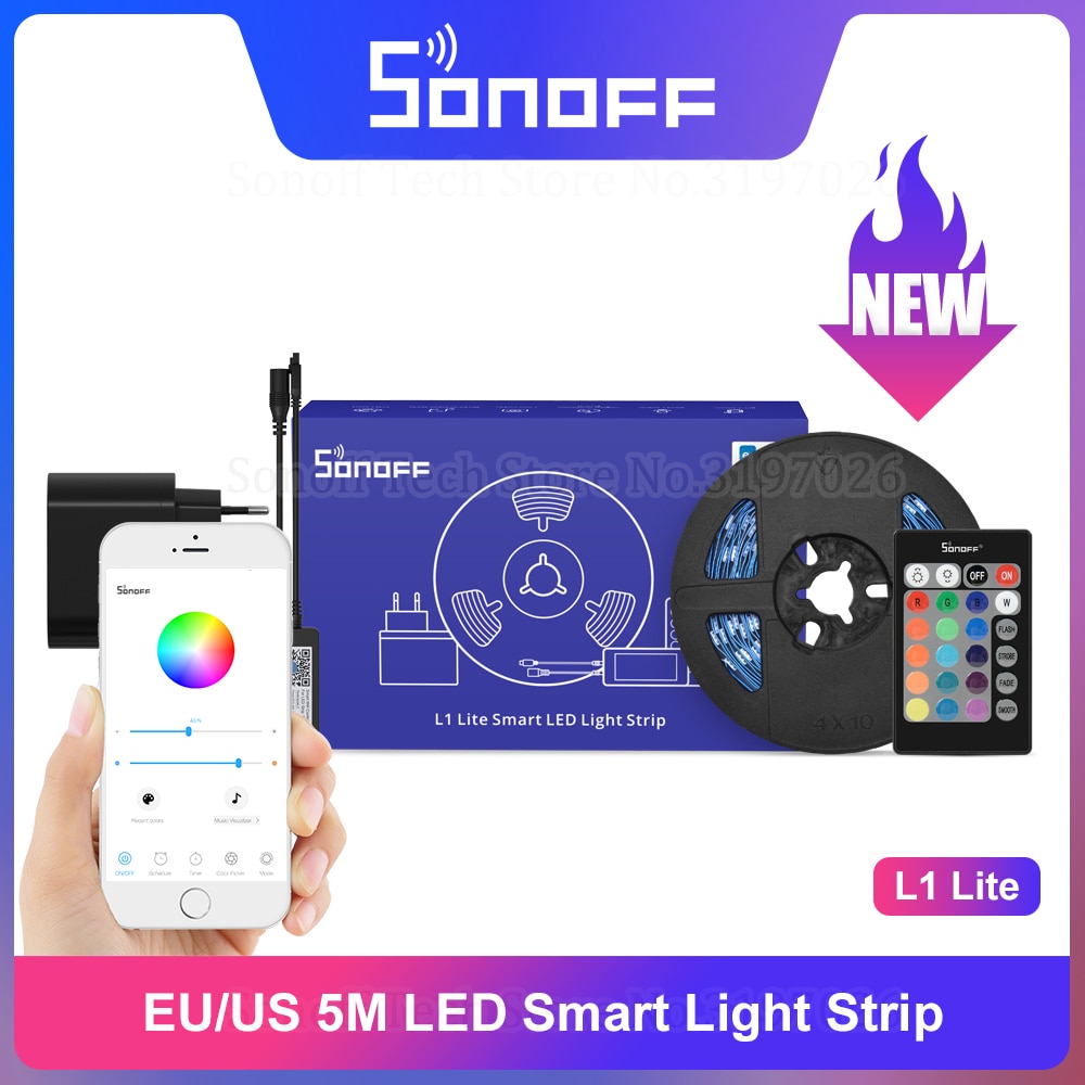 Itead SONOFF L2 Lite 5M LED Light Strip RGB 16 milioni di colori atmosfera controllo della luce tramite supporto eWeLink Google Home Alexa