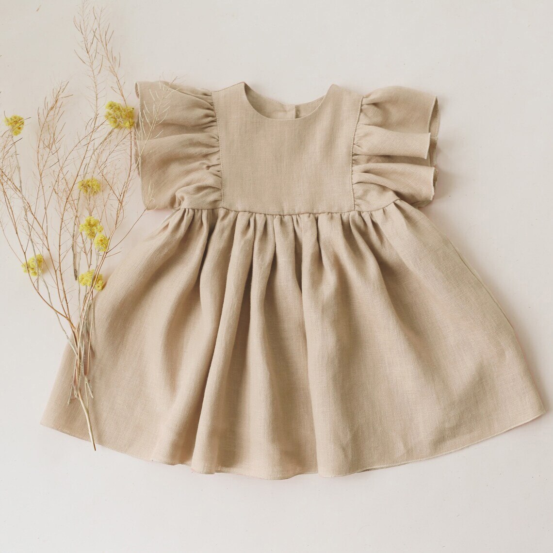Vestido de verano para niña pequeña, ropa de algodón y lino con volantes, estilo bohemio, para playa: dress 1 / 18-24M 90
