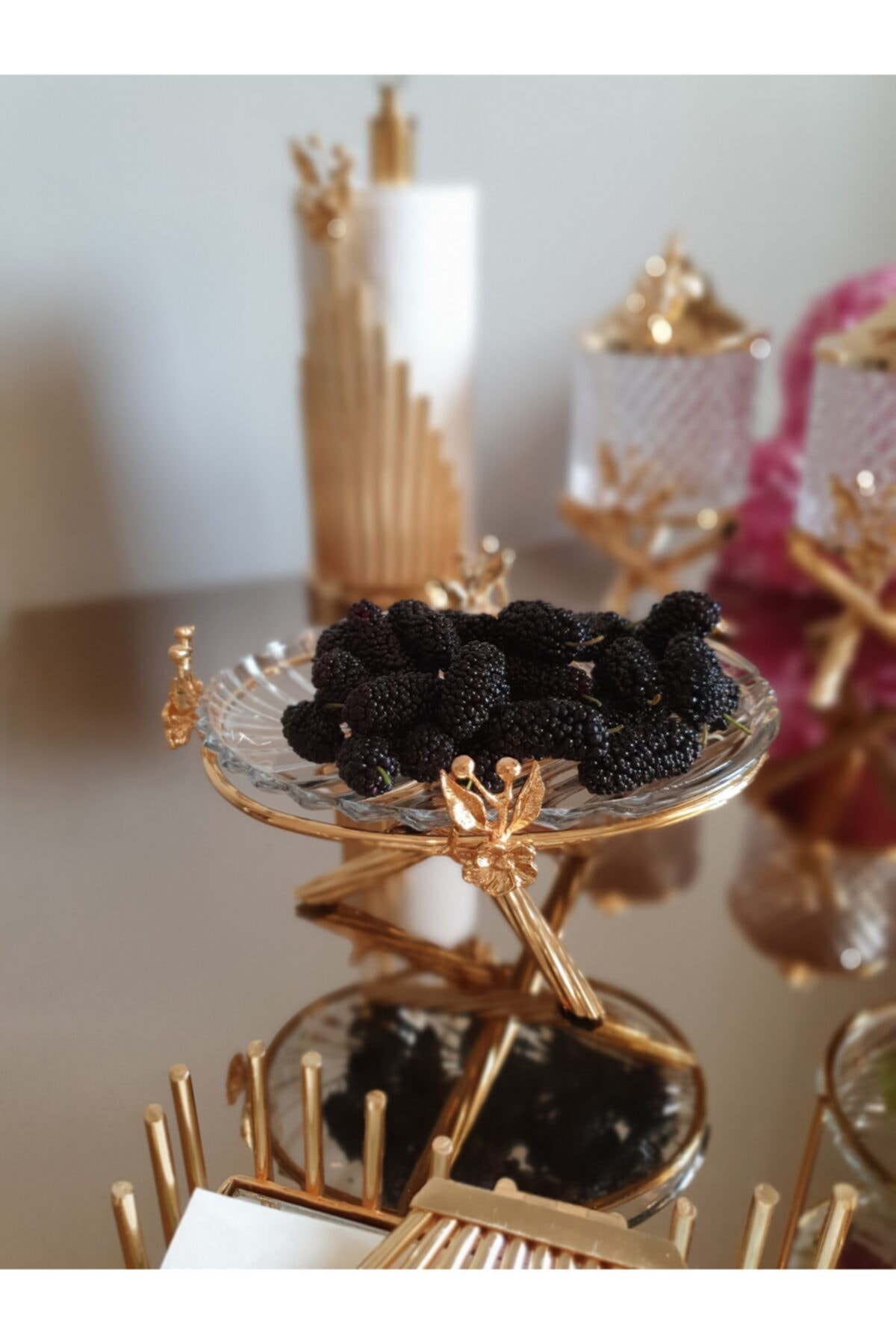 Single Layer Service Gold Plate Mini Service Plate