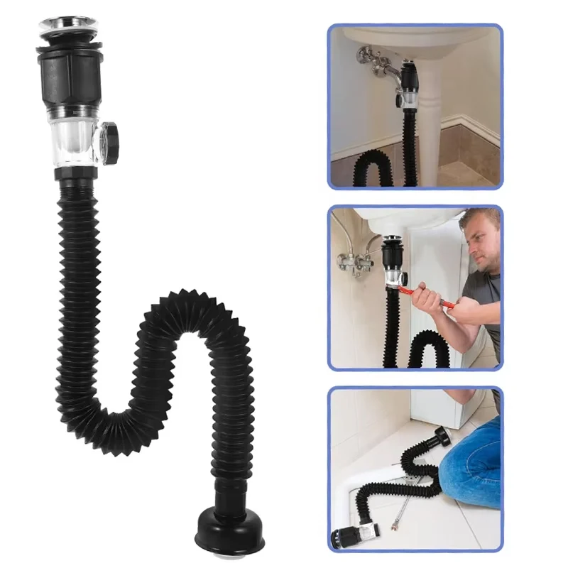 Kitchen Sink Drain Hose Basin Odor Isolation Drain Sink Wash Basin Universal Horizontal and Vertical Drain Pipes Accessories