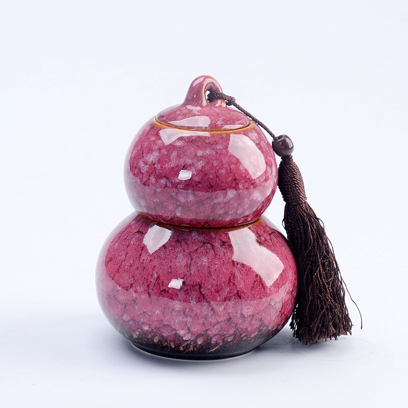 Gourd Ceramic Porcelain Tea Caddy Teaware Kiln Turned Pot Household Sealed Storage Pot Tea Storage Tea Container Tea Cans: B2