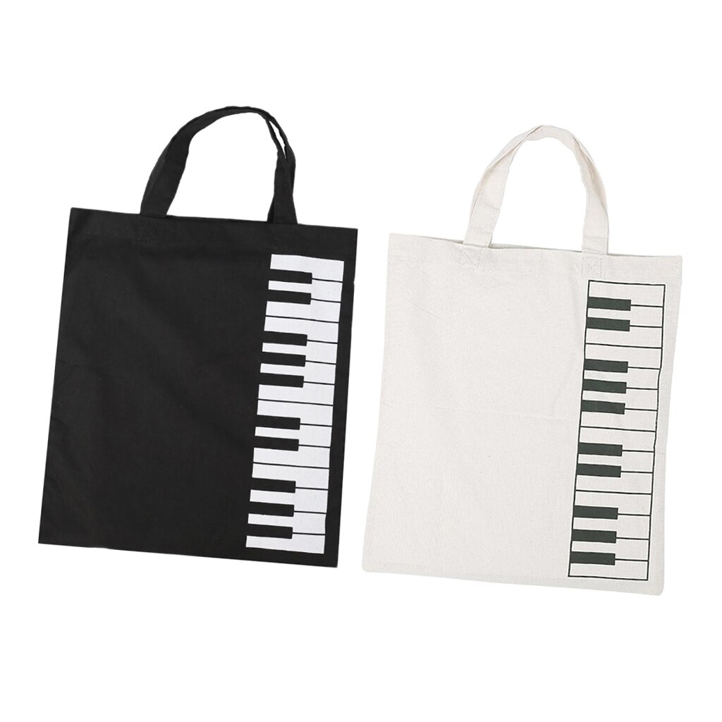 Pure Cotton Piano Keys Musical Handbag Tote Bag Shopping Bag for Music Lover