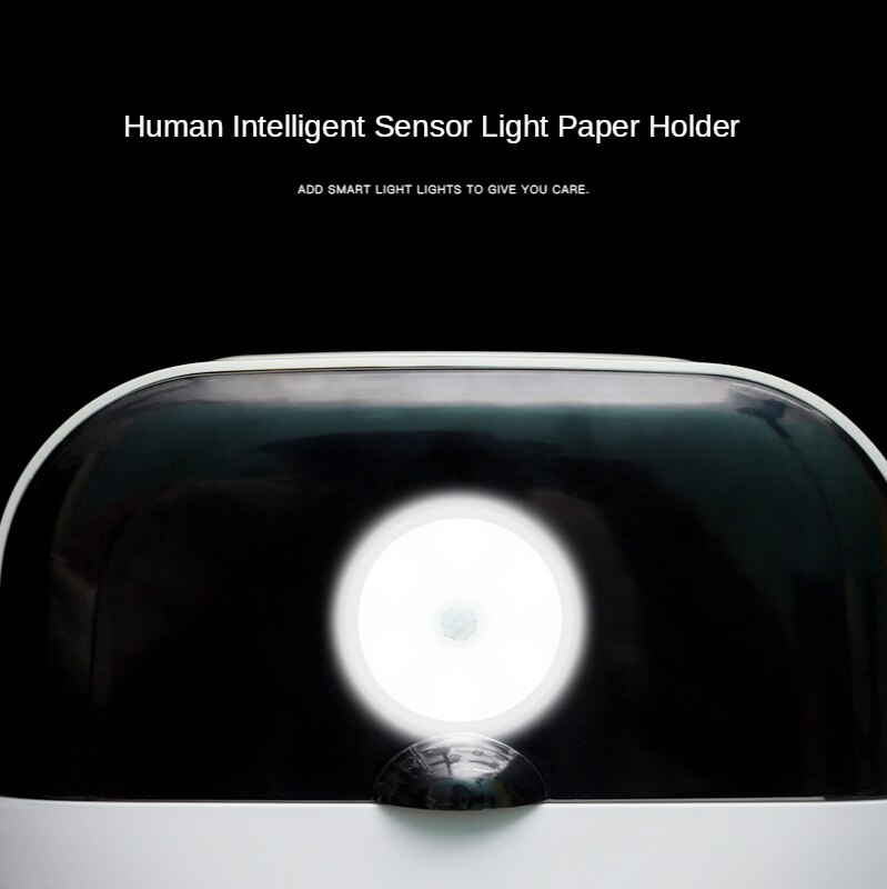 Wall Mounted Waterproof Tissue Holder Box With Human Intelligent Sensor Lamp Bathroom Paper Towel Holder For Phone Storage Box