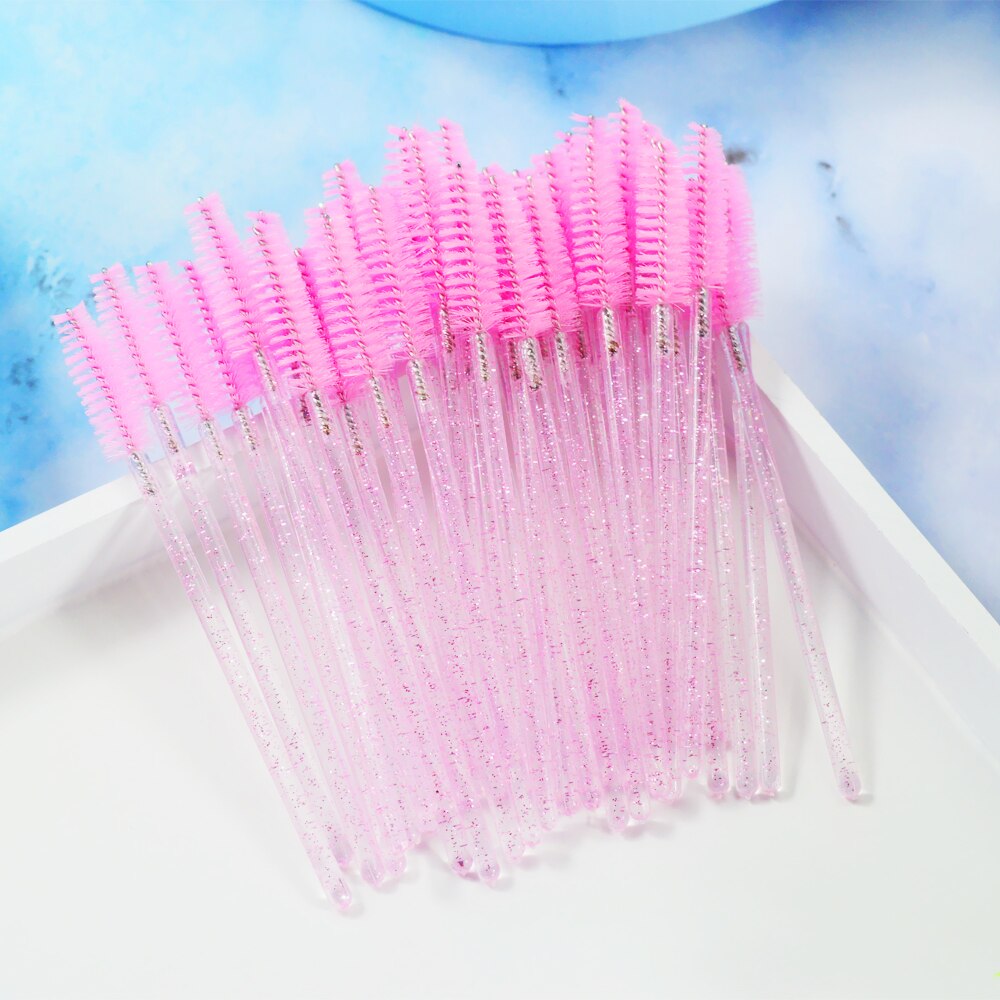 QSTY-brocha de maquillaje para pestañas, 50 Uds., aplicador de rímel desechable individual, peine, varita, herramientas de pinceles de maquillaje para pestañas, 6 colores
