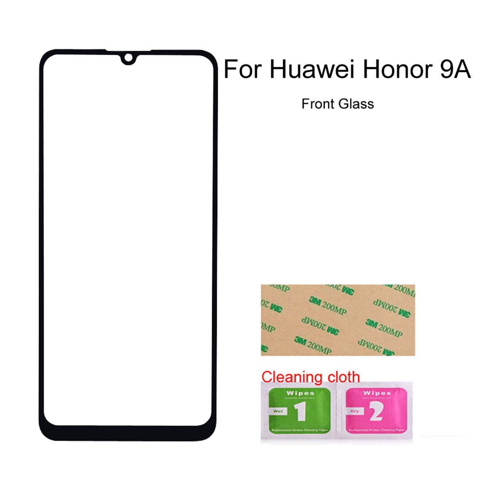 For Huawei Honor 9A 9x Pro Front Glass Panel (No Touch Screen) Outer Glass Cover Assembly Parts 6.3&#39;&#39; Panel: 9A Black