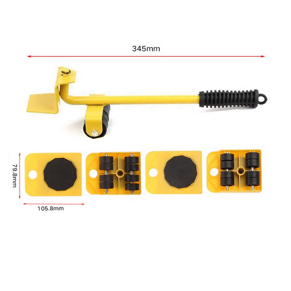 5pcs set Moving House Cleaning Mover Tool Furniture Mover Set Transport Lifter Heavy Stuffs Moving Wheel Roller Bar Hand Tools: 02