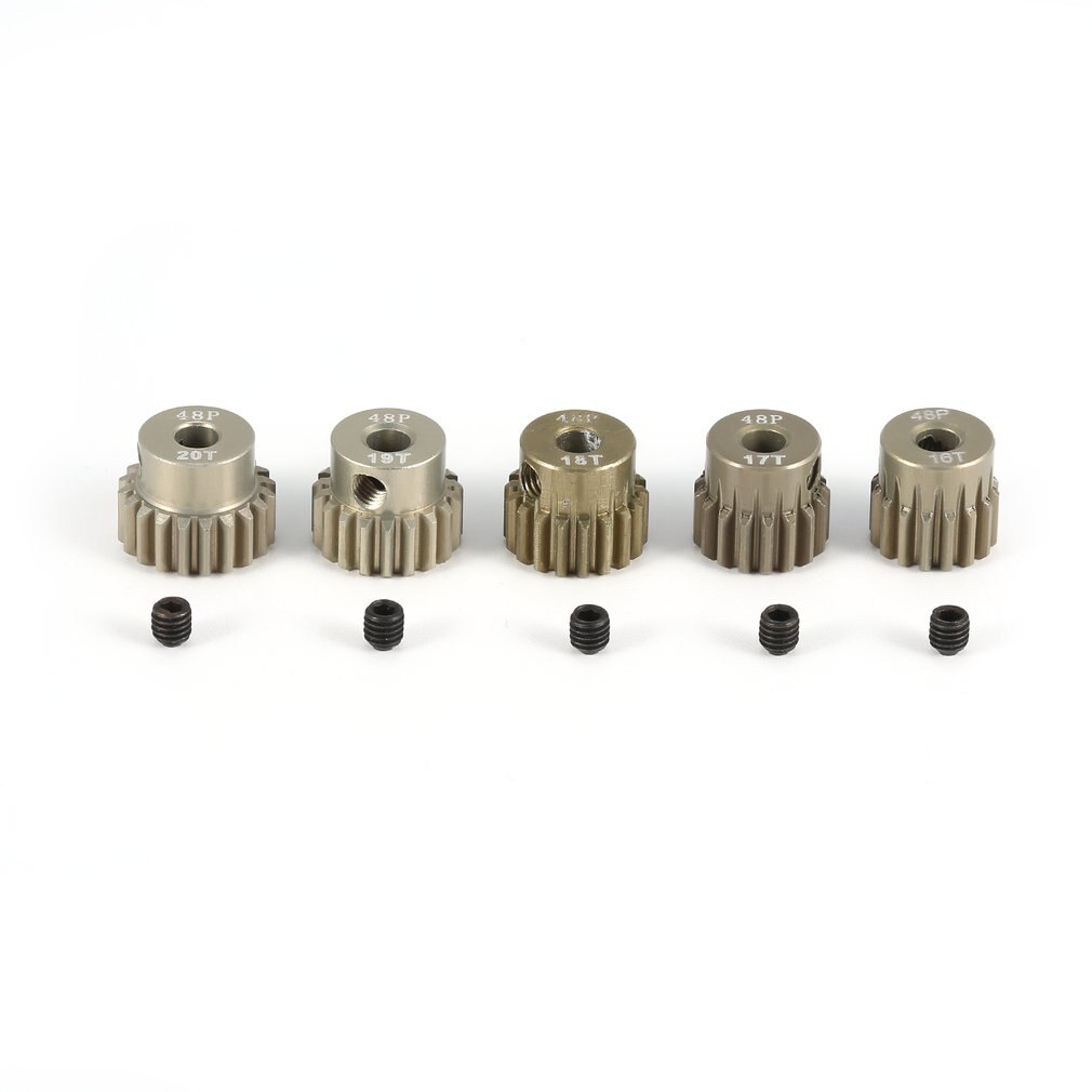Hight Aluminium 7075 48DP 3.175Mm 16T 17T 18T 19T 20T Pinion Motor Gear voor 1/10 Rc Auto Geborsteld Borstelloze Motor: 16-20T
