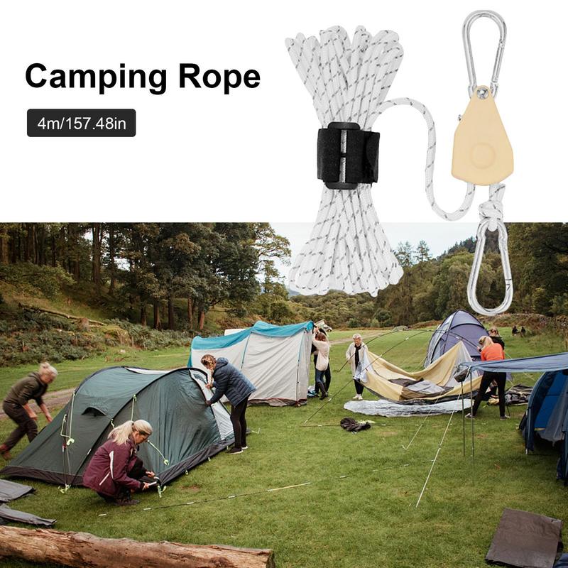Zelt Kerl Seile Camping Schnur Riemens cheibe System verstellbar reflektierende 4mm Zurr gurte Seil KleiderbüGel tragbare Zelt Führungs seil für Höhle Außenbereich
