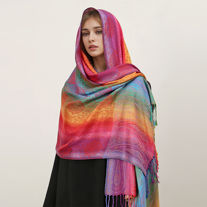 Bufanda de Cachemira de de lujo para mujer, chal y chales cálidos estampados para invierno, Pashmina, Bandana larga de Jacquard, Paisley, 2024