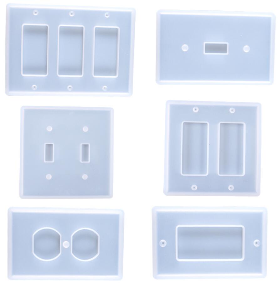 6 Types Light Switch Cover Mold Outlet Cover Resin Molds DIY Silicone Mold for Plate Epoxy Craft