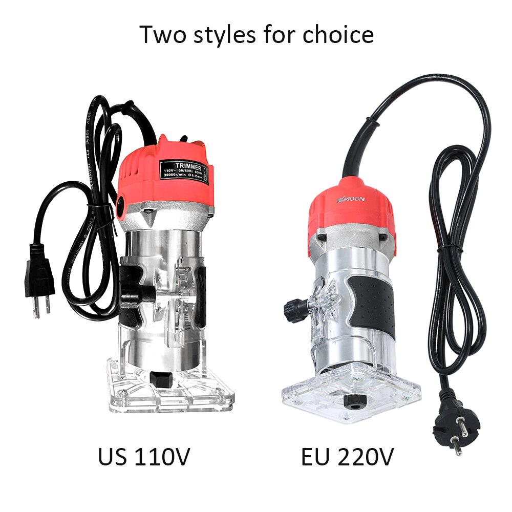 Kkmoon 800w vinkelsliper elektrisk overfres med gjennomsiktig guide trelaminat elektrisk trimmer kompakt overfres med ledning