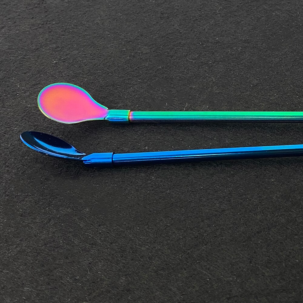 Kleurrijke Rvs Lange Metalen Rietje Lepel 218Mm Herbruikbare Koffie Bar Keuken Party Drink Rietjes Accessoires