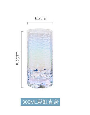 Taza Arcoiris de cristal martillado, vaso de agua colorido, taza de vino colorida, vaso de bebida de vidrio, florero de Copa, 6 uds.: E 1pcs