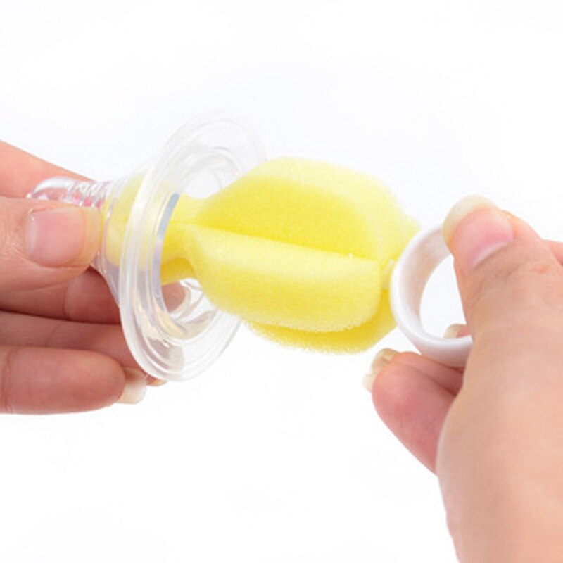 360 Graden Roterende Spons Geel Baby Tepel Borstel Baby Speen Cleaning Zuigfles Borstels Baby Fopspeen Cleaner: Default Title