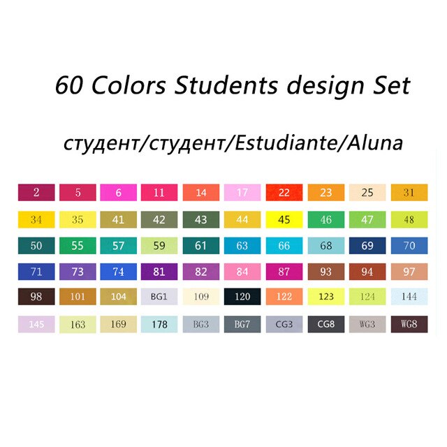 TOUCHNEW (T7) 30/40/60/80/168 colores juego de marcadores artísticos a base de Alcohol rotulador para bocetos pluma Fineliner para dibujar Manga suministros de oficina: 60 Student Design