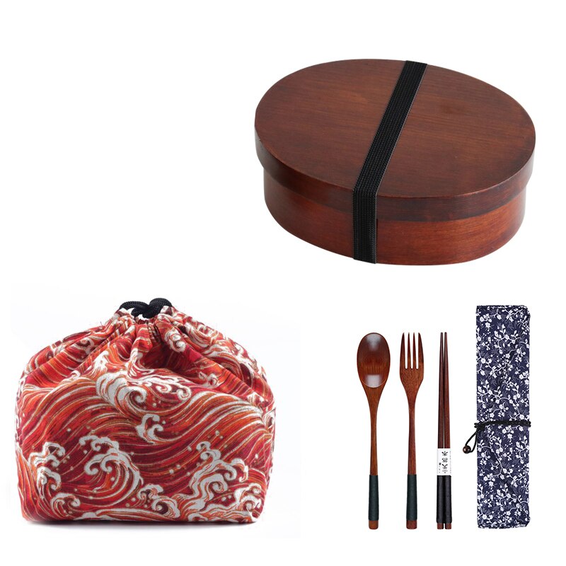 Unibird houten lunchbox, draagbare japanse stijl bentobox, studentencompartiment, voedselcontainer voor cmaping, picknickserviesset: A4