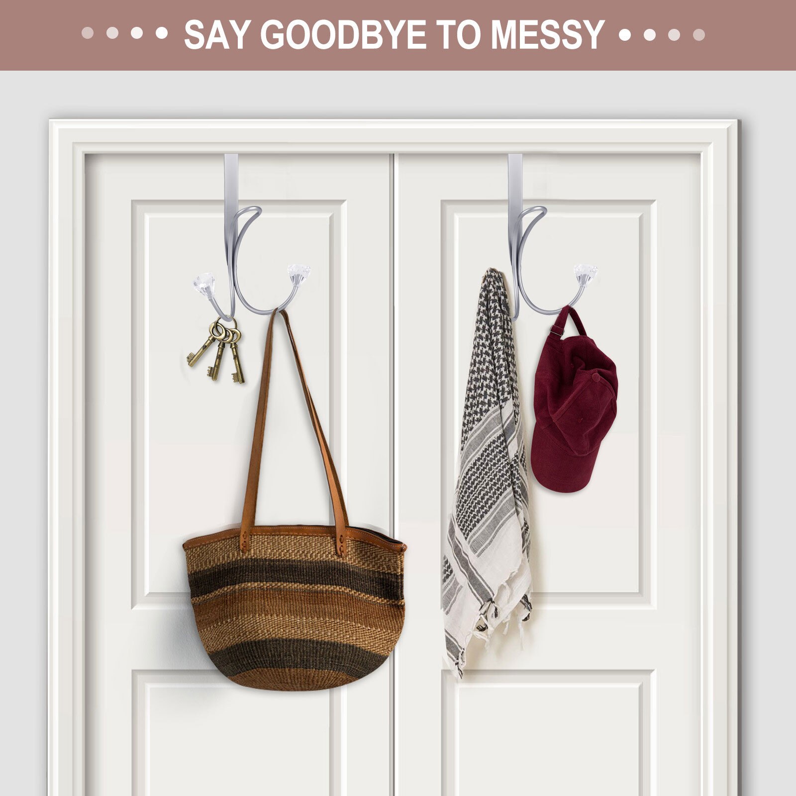 European Style Metal Double Hook Hanger Free Perforated Door Bathroom Hanger Hooks Kitchen Bedroom Door Rack Towel Holder