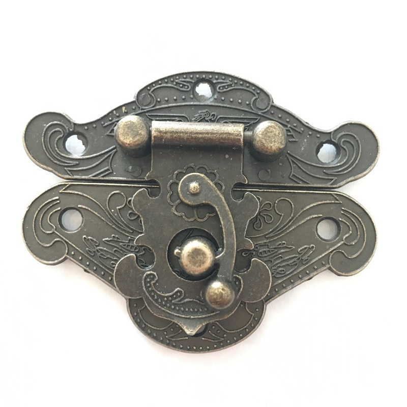Sieraden Houten Case Box Lock, Hardware Antieke Brons Hasp Sloten, 66mm * 52mm