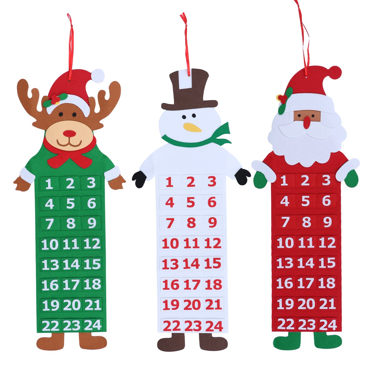 1PC Christmas Countdown Calendar Year Decor Santa Claus Advent Calendar Hanging Ornaments Christmas Decorations For Home