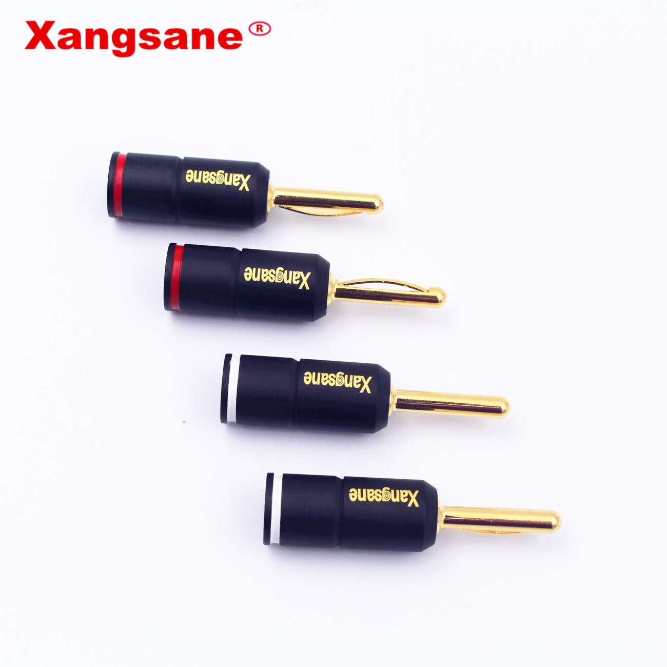 Xangsane 4 pieces High Performance Pure red copper Gold plated Banana Lock Plug HiFi Speaker Banana Connectors