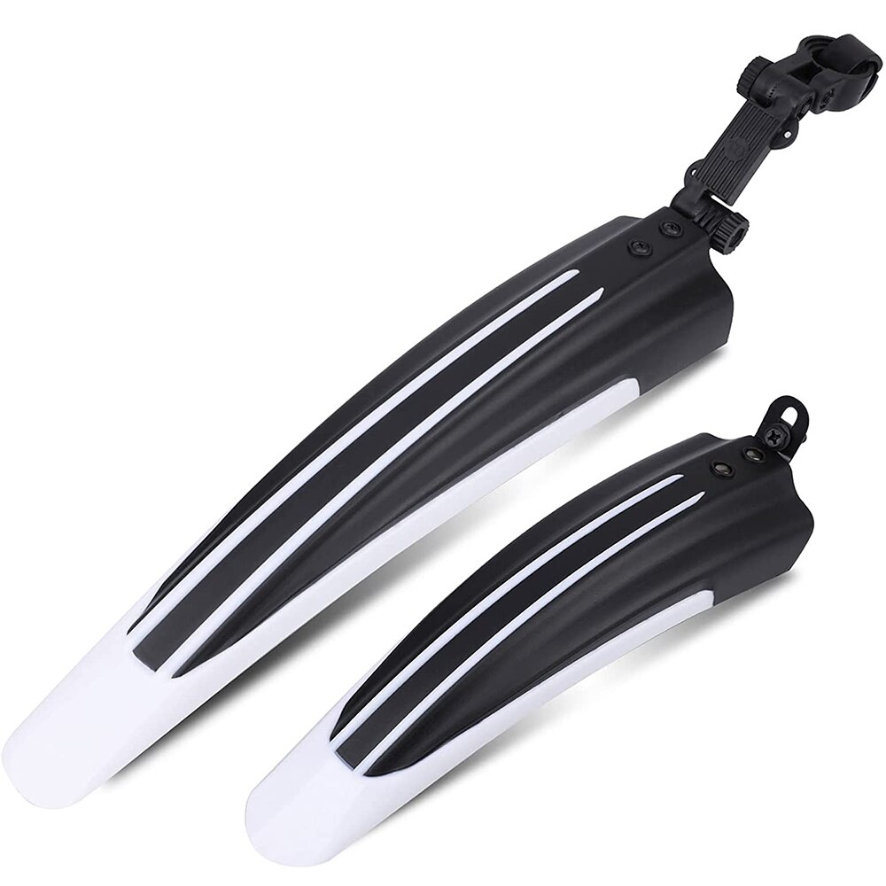 Juego de guardabarros para bicicleta de montaña, neumáticos ajustables para ciclismo, guardabarros delantero y trasero, para MTB: White