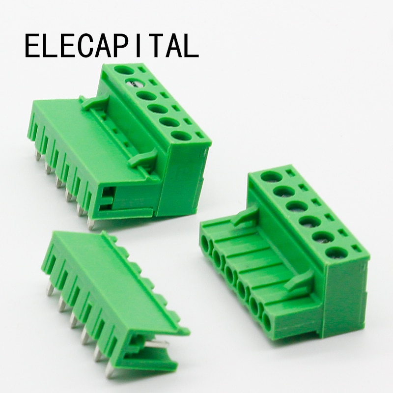 5 Sets Ht5.08 6pin Haakse Terminal Plug Type 300V 10A 5.08Mm Toonhoogte Connector Pcb Schroef terminal Blok