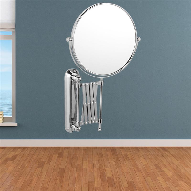 Espejo de pared redondo de aumento de 6 pulgadas 3X espejo de baño retráctil de dos lados espejo de maquillaje giratorio de 360 grados