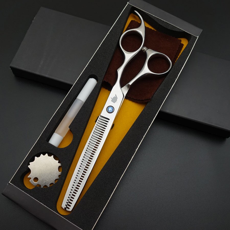 kowal CHU profesjonalne nożyczki robić włosów 7 cal przerzedzenie nożyce fryzjerskie 38 zęza pomocą 25% przerzedzenie oceń S037: Srebrny