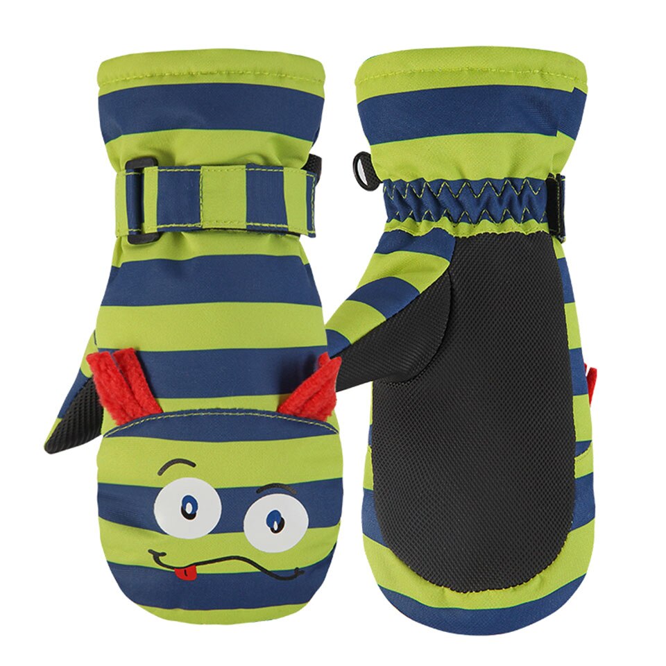 Gobygo Kinderen Winter Warme Handschoenen Winddicht Jongens Meisjes Ski Outdoor Sport Handschoenen Winddicht Waterdicht Anti-Slip Skiën Handschoenen: Green / S