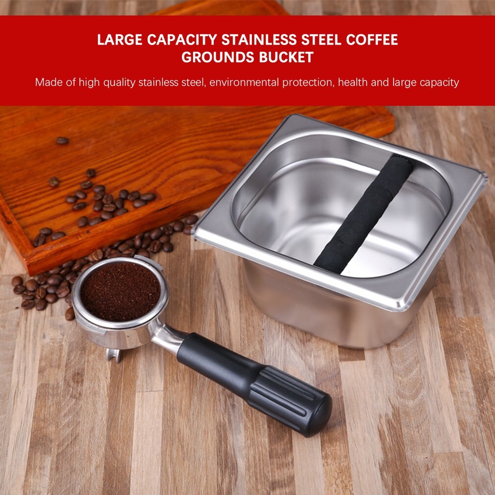 Durable Stainless Steel Coffee Grounds Bucket Coffee Machine Accessories Large Capacity Removable Waste Dregs Bucket