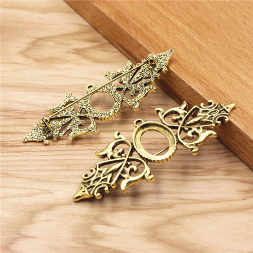 Onebeading Fit 13x18mm Vintage Oval Brooch Blank Setting Bezel Tray Base Cabochons For DIY Making Accessories 5Pcs K06231: black