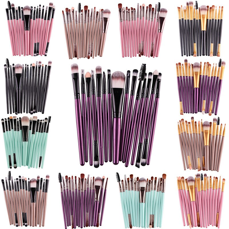 15 st ögonskugga foundation makeup borstar set puder eyeliner ögonfrans läpp make up borste kosmetisk skönhet verktygssats