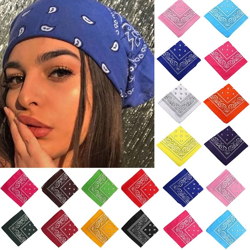 Bandana con estampado bohemio para mujer y niña, diadema con turbante, pañuelo cuadrado Unisex, accesorios para el cabello