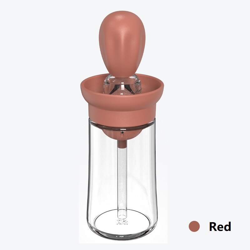 150ml Kitchen Oil Bottle Silicone Glass Oil Container With Brush Barbecue Spray Bottle Oil Dispenser For Kitchen Cooking BBQ: Red