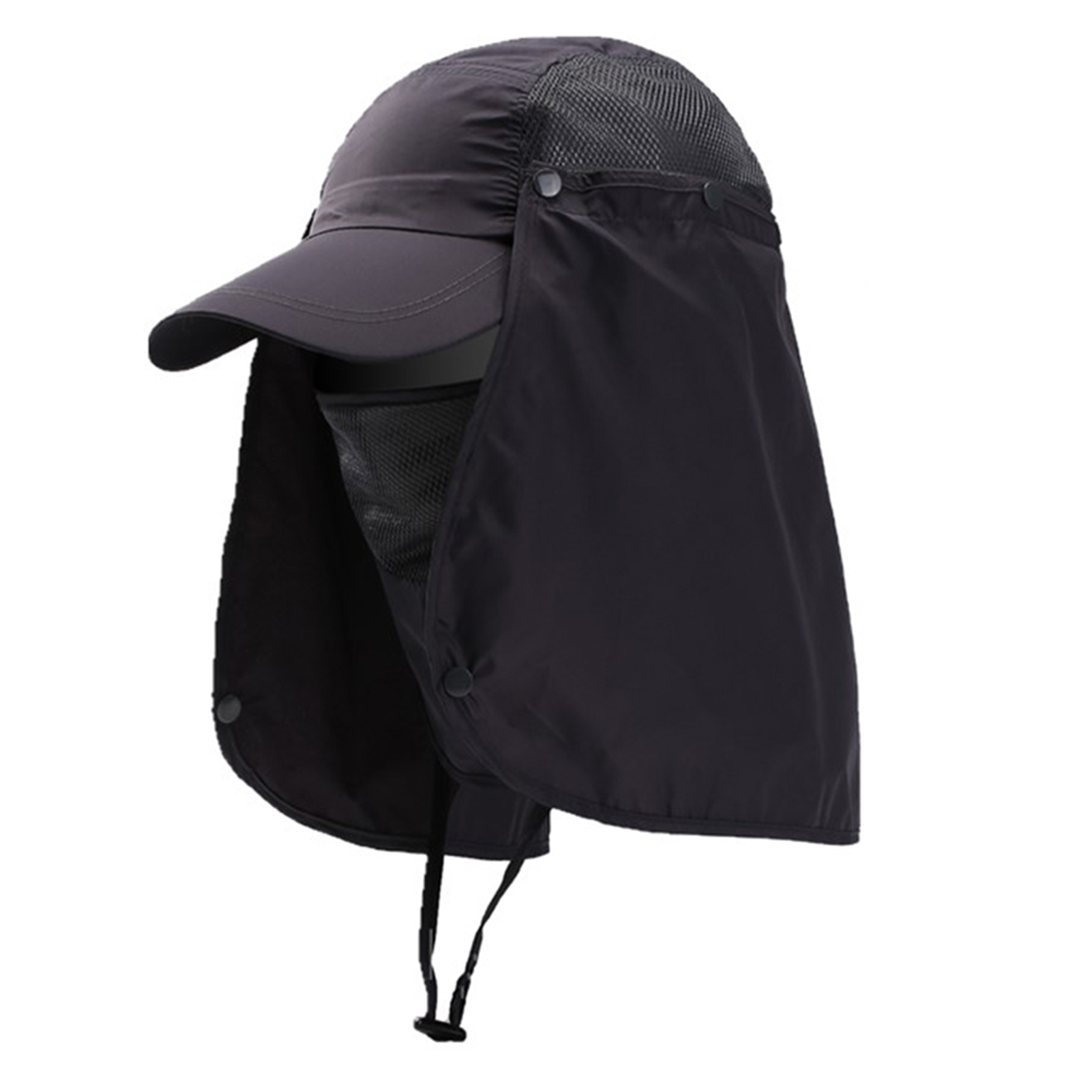 Gorra de pesca para deportes al aire libre, visera para senderismo, protector UV, cubierta para el cuello y la cara, gorra de protección solar para pesca: Gris oscuro