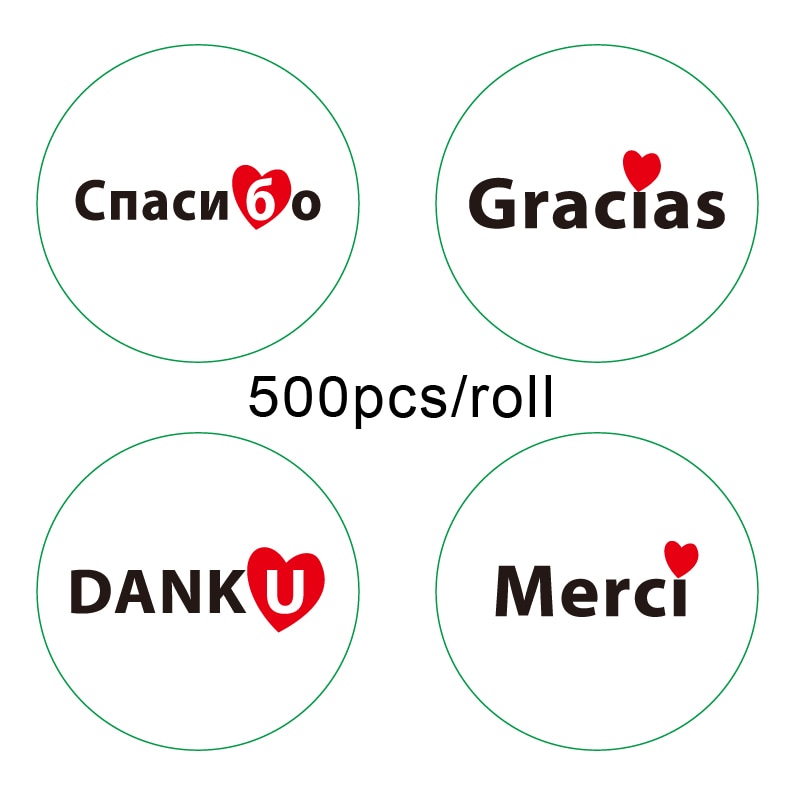 500pcs/roll Spanish Thank You Stickers Handmade Sticker Seal Labels thank you sticker