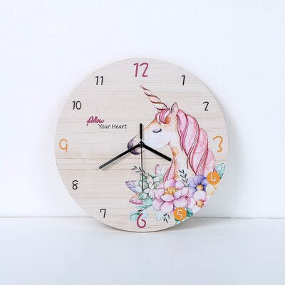 Modern Unicorn Wall Clock Sticker Mute Digital 3D Wall Clock Living Room Children'S Room Cartoon Decoration: 9