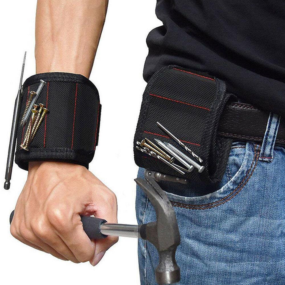 Polyester Magnetic Wristband Strong Magnets Portable Tool Holder Bag Screws Electrician Belt Drill Tool Bag Repair L0G5